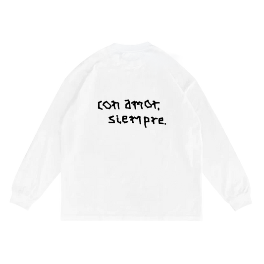 White Tee LS CON AMOR, SIEMPRE